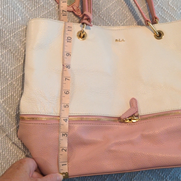 Cream and Pink Ralph LaurenTote - Picture 10 of 12